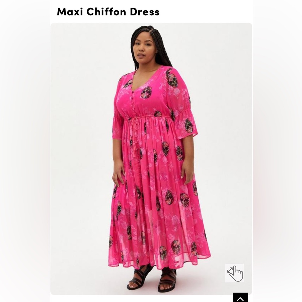 Pink Torrid Skull Maxi Chiffon Dress NWT